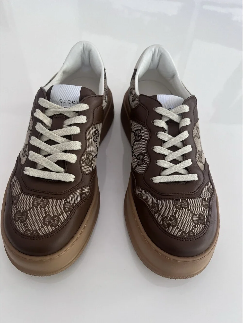 GUCCI $1010 Women's Chunky GG Brown Platform Sneakers Size 6